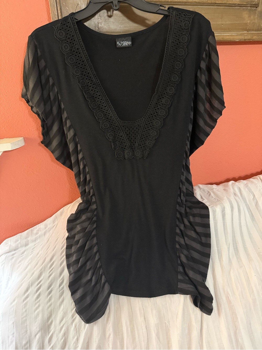 Daytrip Black Lace-Trim Top Size S